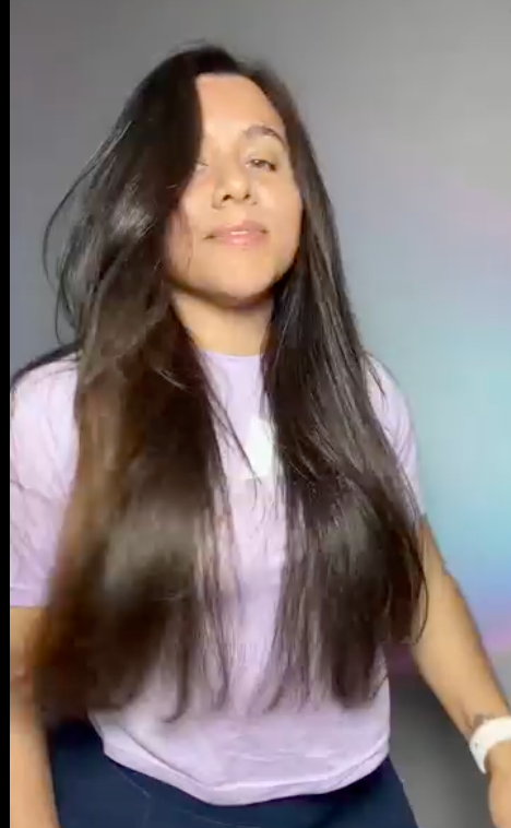 Customer showing smooth and fuller-looking hair